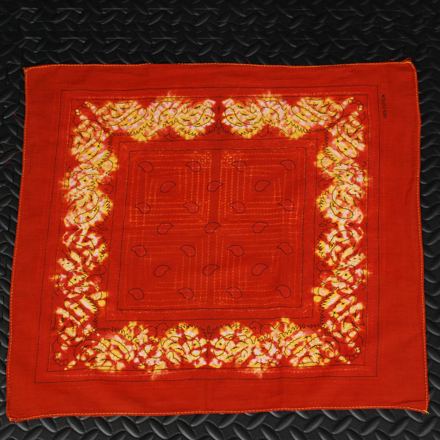Shibori Dyed Bandana (Rust & Yellow)