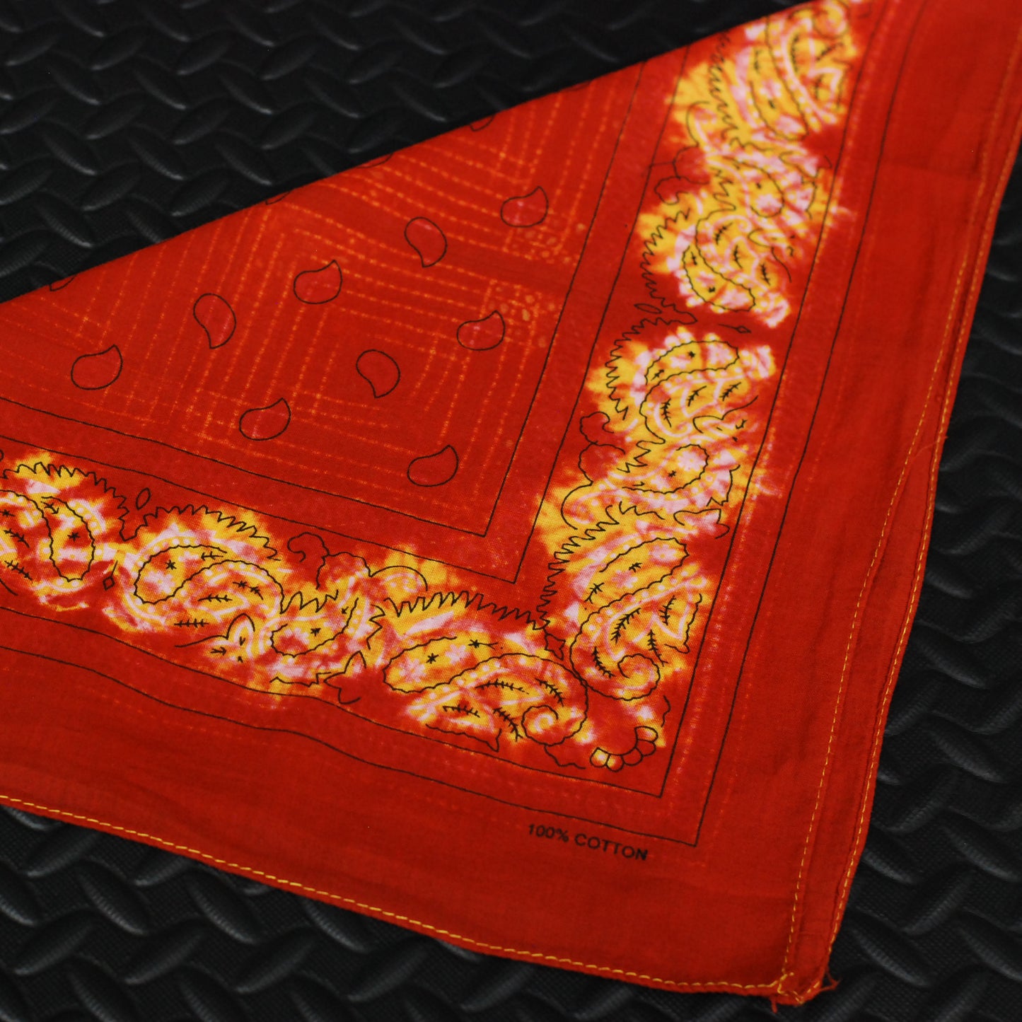 Shibori Dyed Bandana (Rust & Yellow)