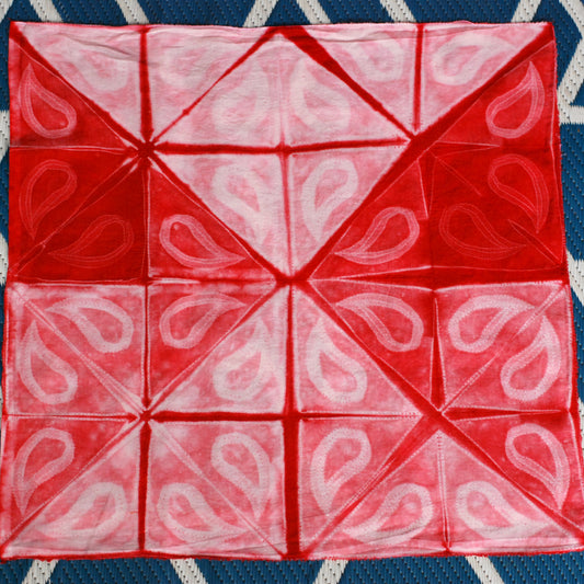 Hand Dyed Bandana, Fine Cotton (Red Paisley)