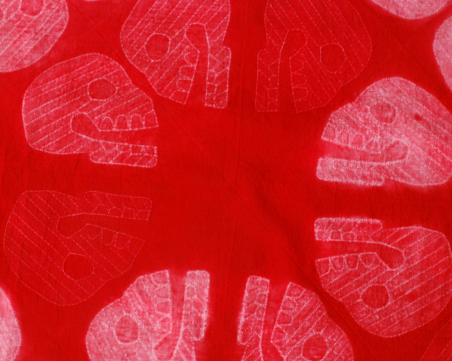 Hand Dyed Bandana, Fine Cotton (Red Skulls)