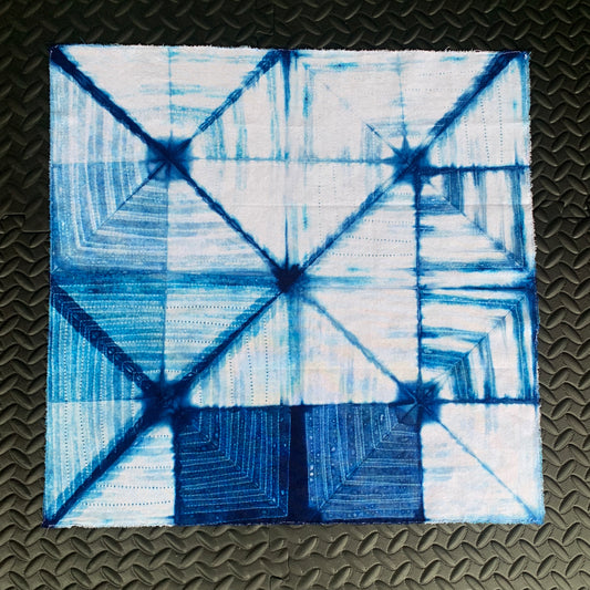 Hand Dyed Bandana, Heavy weight (Shibori- Blue)