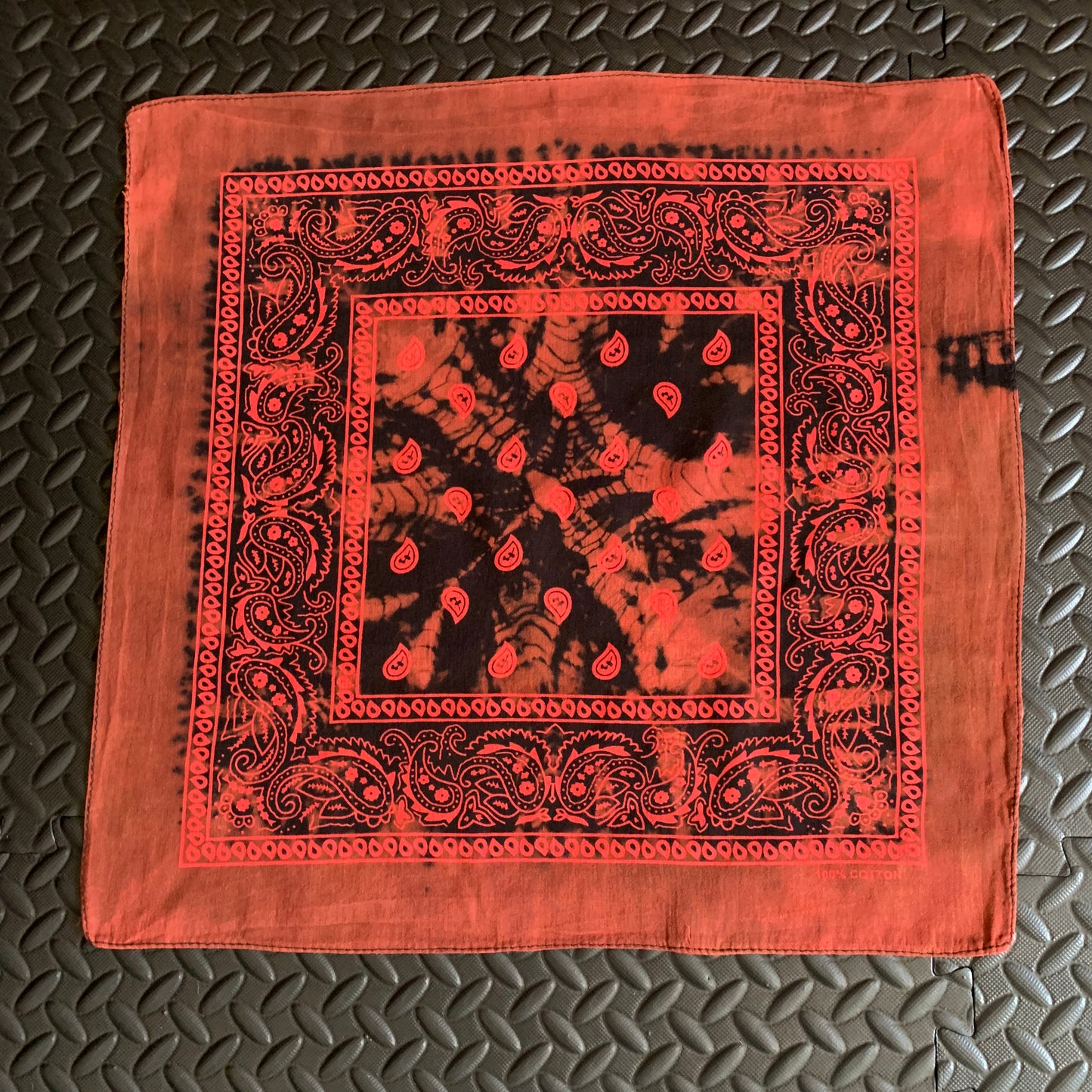 Shibori Dyed Bandana  (Brown/Black/Red)