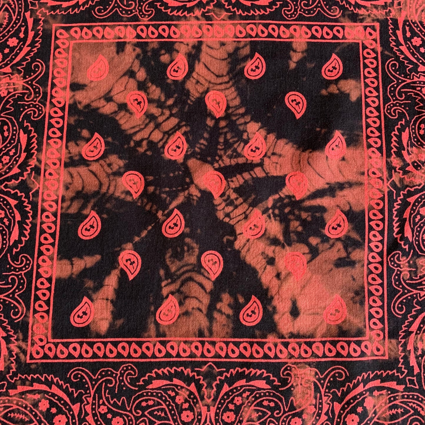 Shibori Dyed Bandana  (Brown/Black/Red)