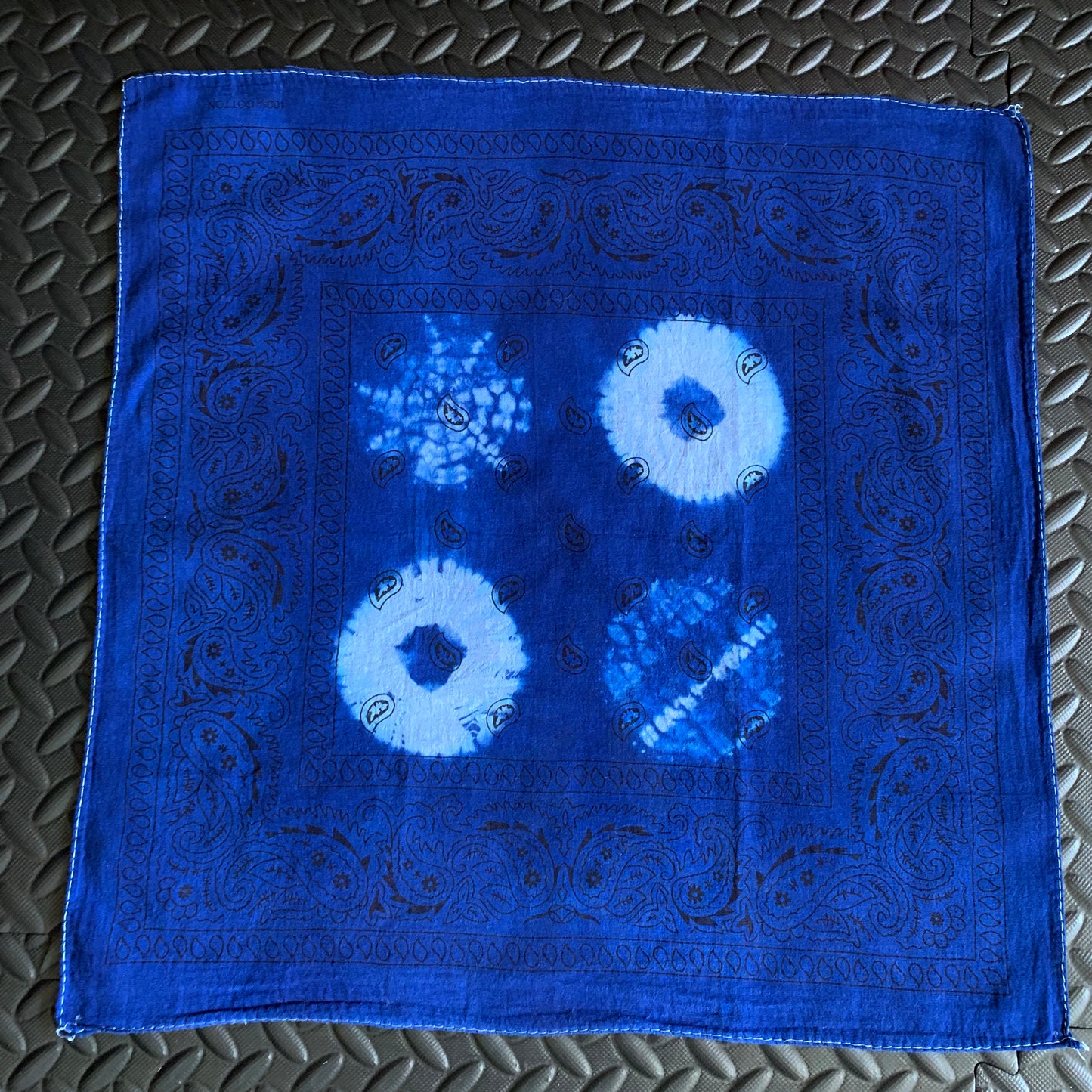 Shibori Dyed Bandana  (Blue Circles)