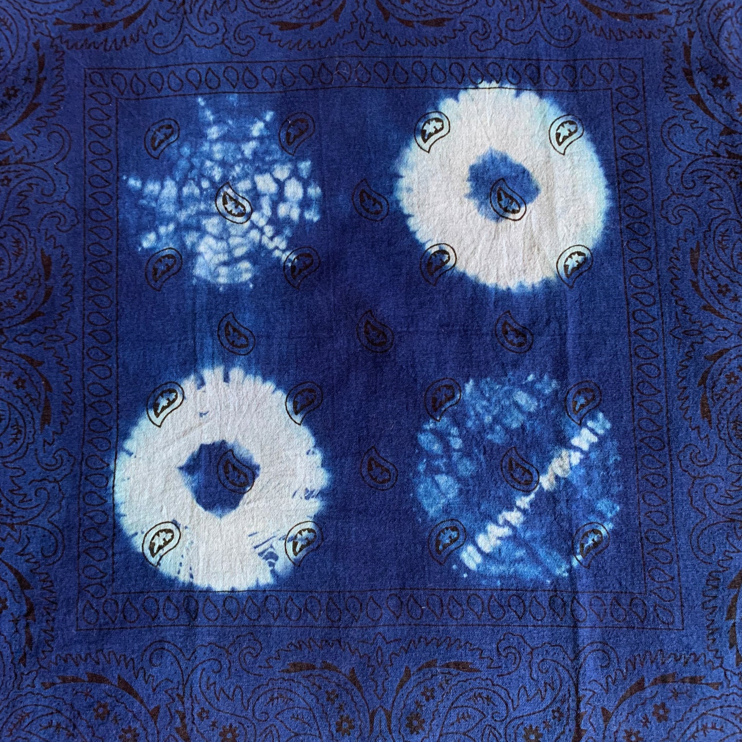 Shibori Dyed Bandana  (Blue Circles)