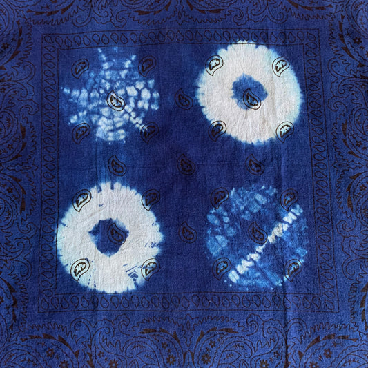 Shibori Dyed Bandana  (Blue Circles)